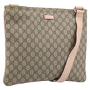 GUCCI GG Supreme Shoulder Bag PVC Beige Silver 201446 Auth ki6557-1