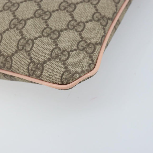 GUCCI GG Supreme Shoulder Bag PVC Beige Silver 201446 Auth ki6557