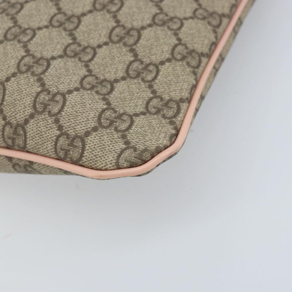 GUCCI GG Supreme Shoulder Bag PVC Beige Silver 201446 Auth ki6557