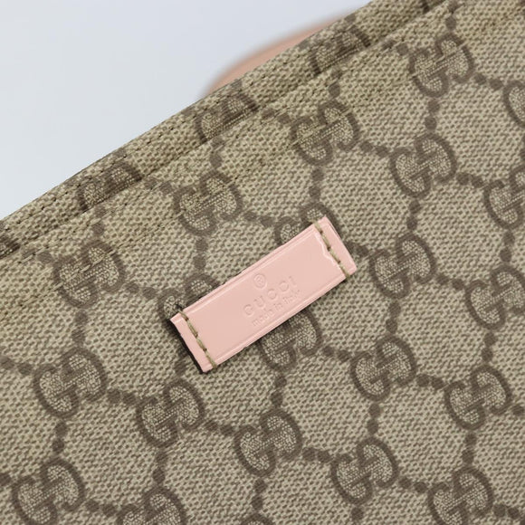 GUCCI GG Supreme Shoulder Bag PVC Beige Silver 201446 Auth ki6557