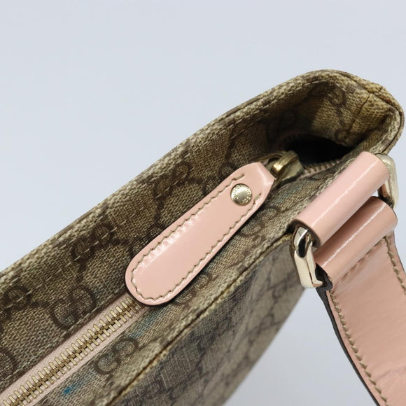 GUCCI GG Supreme Shoulder Bag PVC Beige Silver 201446 Auth ki6557