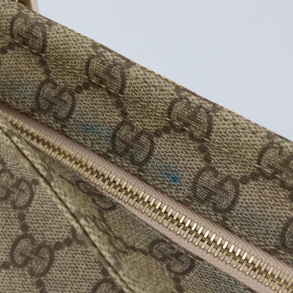 GUCCI GG Supreme Shoulder Bag PVC Beige Silver 201446 Auth ki6557