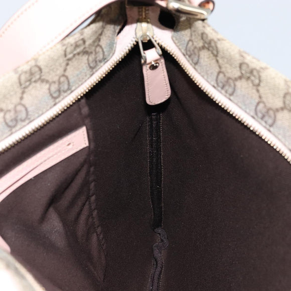 GUCCI GG Supreme Shoulder Bag PVC Beige Silver 201446 Auth ki6557