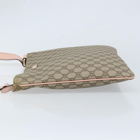 GUCCI GG Supreme Shoulder Bag PVC Beige Silver 201446 Auth ki6557