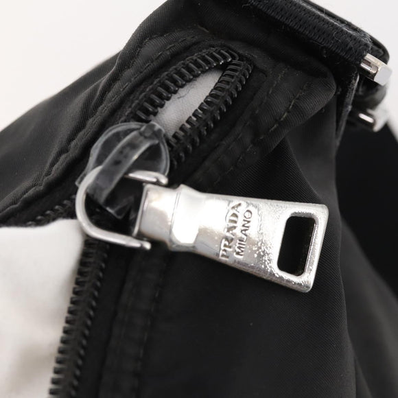PRADA Shoulder Bag Nylon Black Silver Auth ki6558