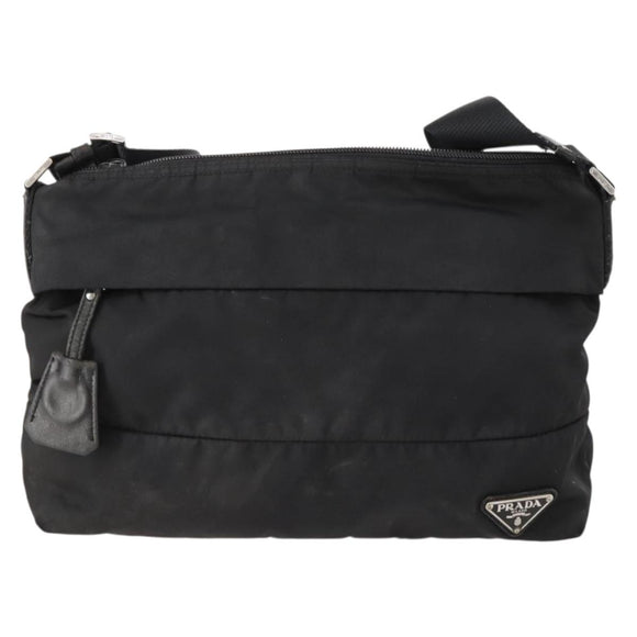 PRADA Shoulder Bag Nylon Black Silver Auth ki6558