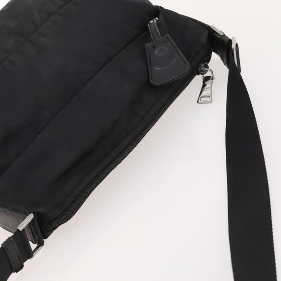 PRADA Shoulder Bag Nylon Black Silver Auth ki6558