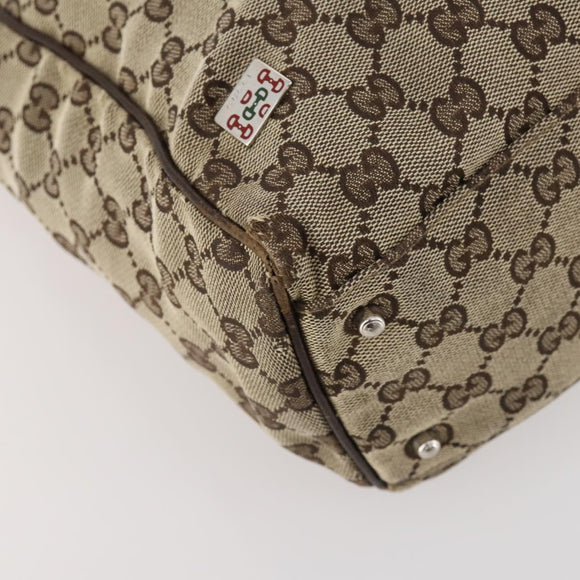 GUCCI GG Canvas Web Sherry Line Tote Bag Beige Silver 145758 Auth ki6564