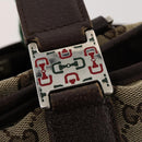 GUCCI GG Canvas Web Sherry Line Tote Bag Beige Silver 145758 Auth ki6564-15