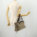 GUCCI GG Canvas Web Sherry Line Tote Bag Beige Silver 145758 Auth ki6564-23