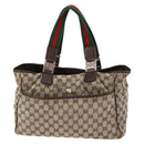 GUCCI GG Canvas Web Sherry Line Tote Bag Beige Silver 145758 Auth ki6564-3