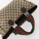 GUCCI GG Canvas Web Sherry Line Tote Bag Beige Silver 145758 Auth ki6564-6