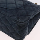 CHANEL Double Flap Chain Matelasse Shoulder Bag Denim Blue Gold CC Auth ki6569SAM-17