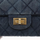 CHANEL Double Flap Chain Matelasse Shoulder Bag Denim Blue Gold CC Auth ki6569SAM-18