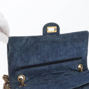 CHANEL Double Flap Chain Matelasse Shoulder Bag Denim Blue Gold CC Auth ki6569SAM-19