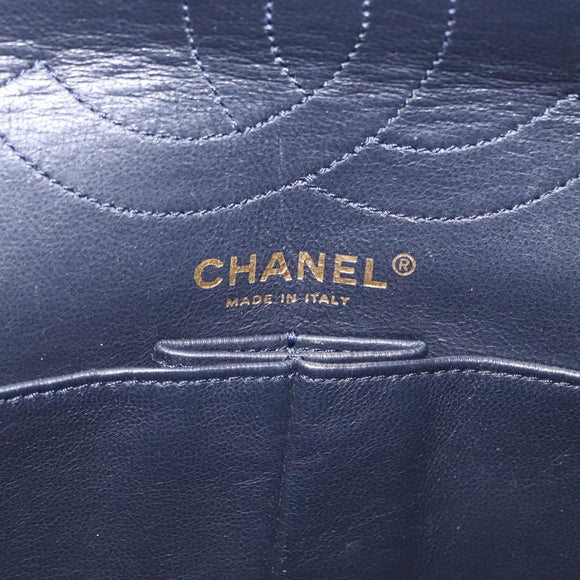 CHANEL Double Flap Chain Matelasse Shoulder Bag Denim Blue Gold CC Auth ki6569SAM