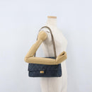 CHANEL Double Flap Chain Matelasse Shoulder Bag Denim Blue Gold CC Auth ki6569SAM-29