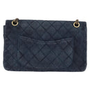 CHANEL Double Flap Chain Matelasse Shoulder Bag Denim Blue Gold CC Auth ki6569SAM-2