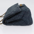 CHANEL Double Flap Chain Matelasse Shoulder Bag Denim Blue Gold CC Auth ki6569SAM-4