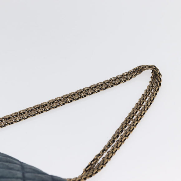 CHANEL Double Flap Chain Matelasse Shoulder Bag Denim Blue Gold CC Auth ki6569SAM