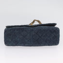 CHANEL Double Flap Chain Matelasse Shoulder Bag Denim Blue Gold CC Auth ki6569SAM-5