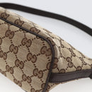 GUCCI GG Canvas Web Sherry Line Accessory Pouch Beige Silver 141809 Auth ki6570-9