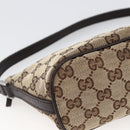 GUCCI GG Canvas Web Sherry Line Accessory Pouch Beige Silver 141809 Auth ki6570-14