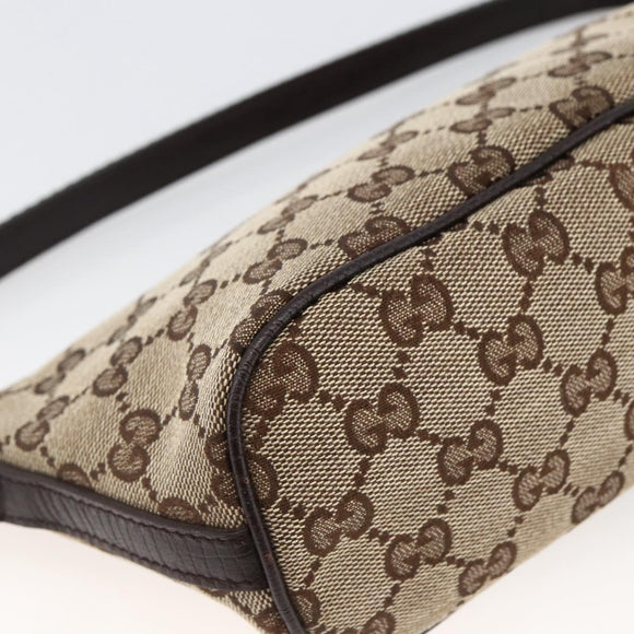 GUCCI GG Canvas Web Sherry Line Accessory Pouch Beige Silver 141809 Auth ki6570