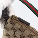 GUCCI GG Canvas Web Sherry Line Accessory Pouch Beige Silver 141809 Auth ki6570-10