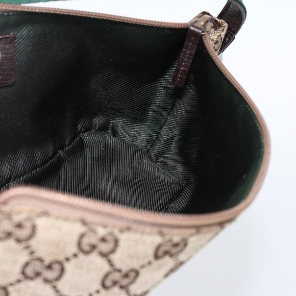 GUCCI GG Canvas Web Sherry Line Accessory Pouch Beige Silver 141809 Auth ki6570