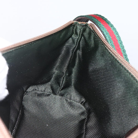 GUCCI GG Canvas Web Sherry Line Accessory Pouch Beige Silver 141809 Auth ki6570