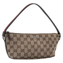 GUCCI GG Canvas Web Sherry Line Accessory Pouch Beige Silver 141809 Auth ki6570-1