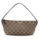 GUCCI GG Canvas Web Sherry Line Accessory Pouch Beige Silver 141809 Auth ki6570-13