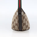 GUCCI GG Canvas Web Sherry Line Accessory Pouch Beige Silver 141809 Auth ki6570-3