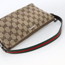 GUCCI GG Canvas Web Sherry Line Accessory Pouch Beige Silver 141809 Auth ki6570-7