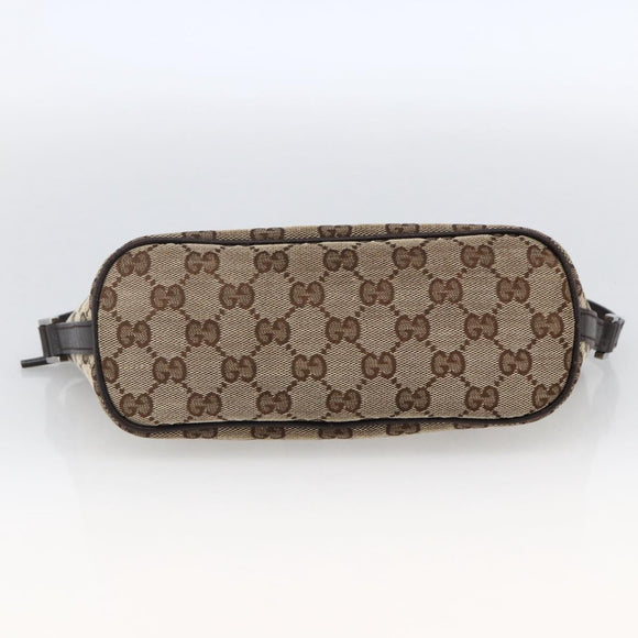 GUCCI GG Canvas Web Sherry Line Accessory Pouch Beige Silver 141809 Auth ki6570