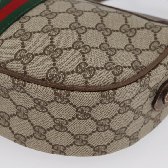 GUCCI GG Supreme Web Sherry Line Bag PVC Beige Gold 001 084 4001 Auth ki6580