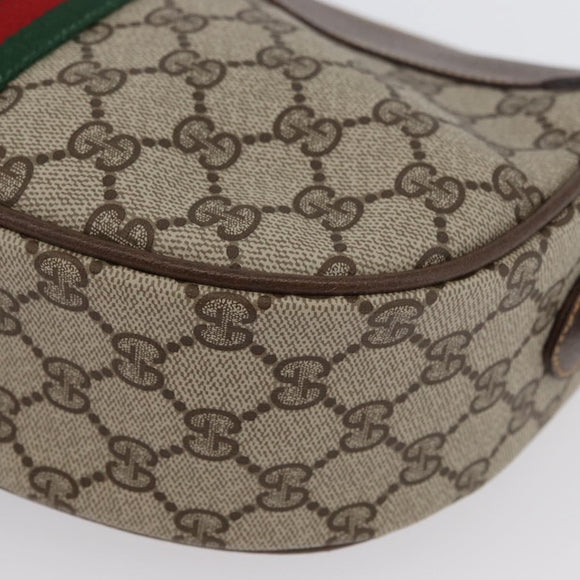 GUCCI GG Supreme Web Sherry Line Bag PVC Beige Gold 001 084 4001 Auth ki6580