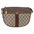 GUCCI GG Supreme Web Sherry Line Bag PVC Beige Gold 001 084 4001 Auth ki6580-2