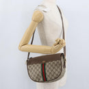 GUCCI GG Supreme Web Sherry Line Bag PVC Beige Gold 001 084 4001 Auth ki6580-21