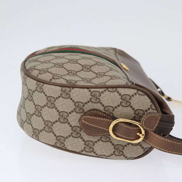 GUCCI GG Supreme Web Sherry Line Bag PVC Beige Gold 001 084 4001 Auth ki6580