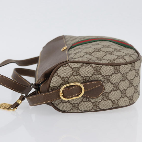 GUCCI GG Supreme Web Sherry Line Bag PVC Beige Gold 001 084 4001 Auth ki6580