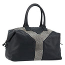 SAINT LAURENT Easy Lock Studs Bag Leather Black Silver 208314 Auth ki6581V-1
