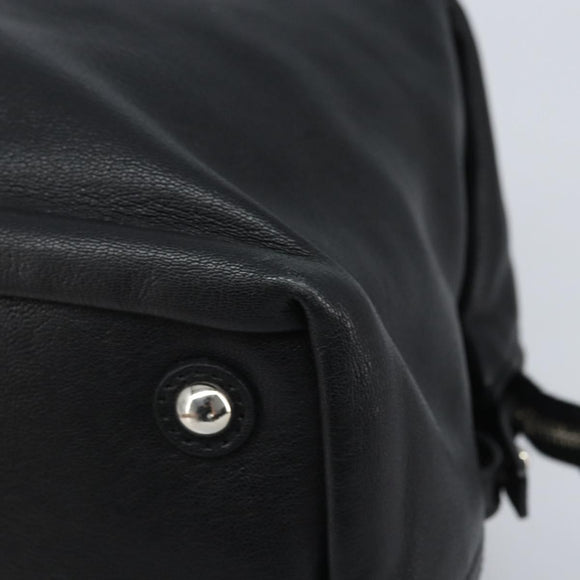 SAINT LAURENT Easy Lock Studs Bag Leather Black Silver 208314 Auth ki6581V