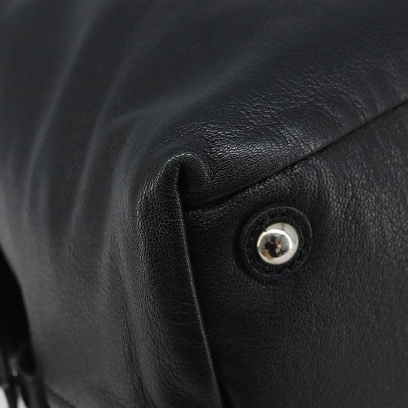 SAINT LAURENT Easy Lock Studs Bag Leather Black Silver 208314 Auth ki6581V