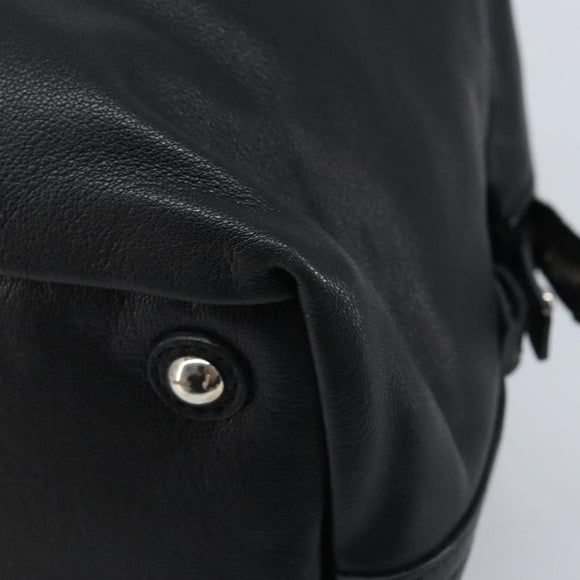 SAINT LAURENT Easy Lock Studs Bag Leather Black Silver 208314 Auth ki6581V