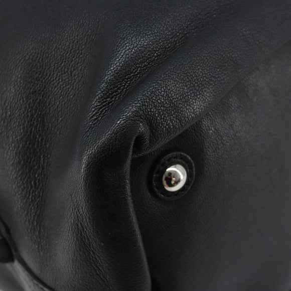 SAINT LAURENT Easy Lock Studs Bag Leather Black Silver 208314 Auth ki6581V