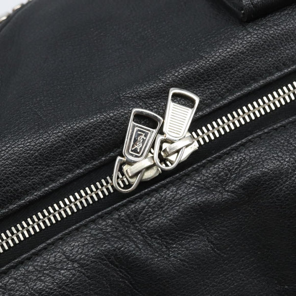 SAINT LAURENT Easy Lock Studs Bag Leather Black Silver 208314 Auth ki6581V