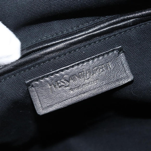 SAINT LAURENT Easy Lock Studs Bag Leather Black Silver 208314 Auth ki6581V