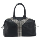 SAINT LAURENT Easy Lock Studs Bag Leather Black Silver 208314 Auth ki6581V-2